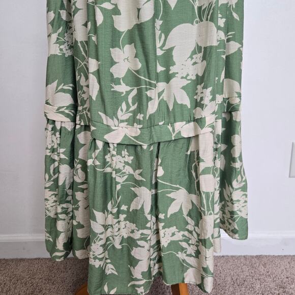 NEW Baltic Born Aita Maxi Dress Tiered Ruffle Summer Green Floral Women 1X - Picture 9 of 13